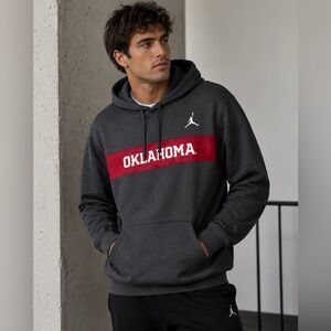 Jordan Oklahoma Sooners Therma Fit Hoodie Charcoal Gray Red Men’s XXL Pullover